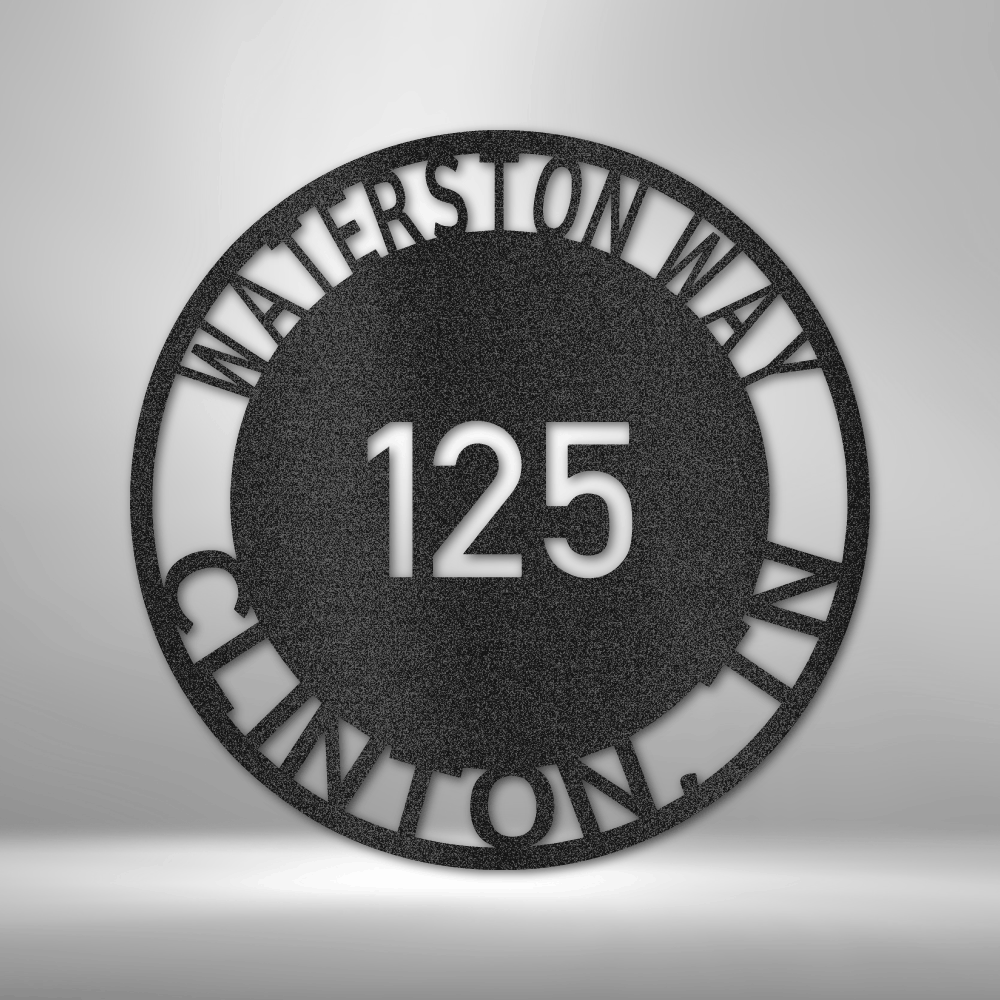 Bold Circle Address - Steel Sign - Throttle Society